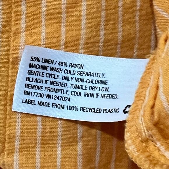 a new day MEDIUM Striped Button Detail Linen Blend Front Tie Crop Top Tank - Picture 10 of 12